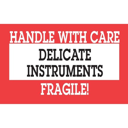 DECKER TAPE PRODUCTS Label, DL1461, DELICATE INSTRUMENTS HANDLE WITH CARE, 2" X 3" DL1461